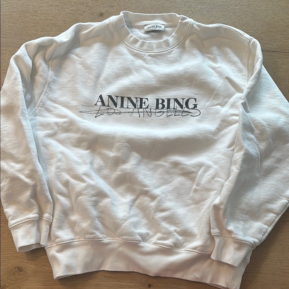 Anine Bing White Cream Ramona Doodle Los Angeles Sweatshirt